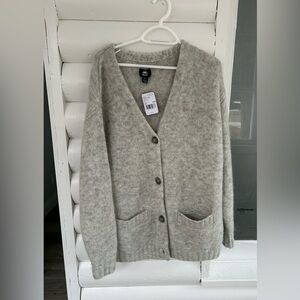 Roots Aurora Alpaca Wool Cardigan, Oversized Small, Grey